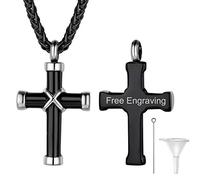 Richsteel Cremation Jewellery For Ashes Personalised Black Cross Pendant Ash Necklace Men Women