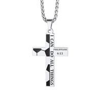 Richsteel Cross Necklace Stainless Steel Football Pendant Necklaces for Men Women Sport Religious Jewellery