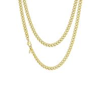 Richsteel Cuban Chain Link Necklace, Diamond Finish Curved Edges NK 1:1 Curb Chain, 3MM Width, 71CM(28 Inch) Length, 18K Gold Plated 316L Stainless Steel Jewelry, RN20035K-3-28