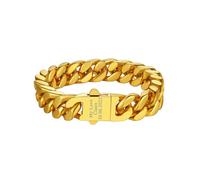 Richsteel Custom Name 12mm Stainless Steel Bracelet Mens Gold Plated Chain Bangle Punk Jewellery For Boy Personalise