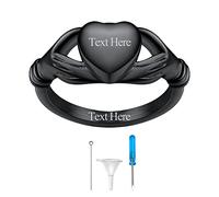 Richsteel Delicate Claddagh Ring For Ashes Personalised Black Heart Cremation Rings