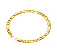 Richsteel Figaro Chain Bracelet Smooth NK 3:1 Style Chain 5MM Wide 21CM Length 18K Gold Plated 316L Stainless Steel Men Jewelry Street Style Figaro Bracelet
