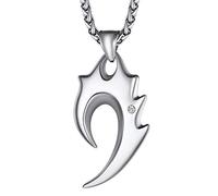 Richsteel Flame Wolf Tooth Pendant Necklace for Men Boy Rhinestone Stainless Steel Adjustable Chain Viking Necklaces Jewellery