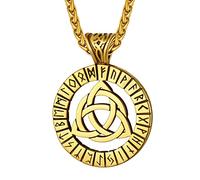 Richsteel Gold Celtic Knot Necklace Stainless Steel Nordic Jewellery Runes Viking Pendant Necklaces For Women Girls