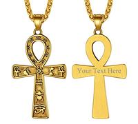 Richsteel Gold Personalised Ankh Necklace Men Womens Cool Egyptian Cross Necklaces Jewellery