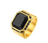 Richsteel Gold Sovereign Ring for Men Father Signet Rings Mens Onyx Ring Size Z+3