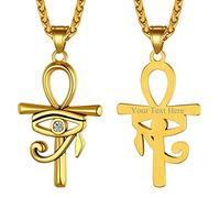 Richsteel Horus Eye Egyptian Jewellery Ankh Necklace For Men Women Gold Cross Pendant Personalised