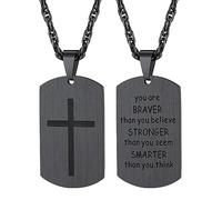 Richsteel Inspirational Gifts for Men Black Cross Pendant Christian Necklace Mens Dog Tags Military Necklaces