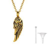 Richsteel Mens Angel Wings Necklace Novelty Necklaces & Pendants Urn Vial Womens Gold Ashes Jewellery