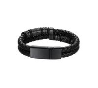 Richsteel Mens Bracelets Leather Viking Gift Valentines Black Braided Rope Bracelet Men 23cm Nordic Wristband Celtic Jewellery