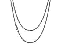 Richsteel Men's Necklace Black Flat Box Chains Stainless Steel Thin Box Chain Sturdy Hypoallergenic Jewellery for Women Men 2mm Width 26in Length