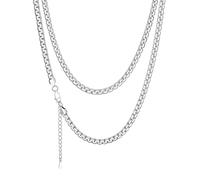 Richsteel Mens Necklace Silver Box Chains Stainless Steel Solid Link Chain Heavy Duty Short Chains Hip Hop Jewellery 6mm Width 18in Length