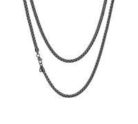 Richsteel Men's Necklace Stainless Steel Box Chains Black Cuban Link Curb Chain Chunky Plated Necklaces with Sturdy Clasp 4mm Width 18in Length