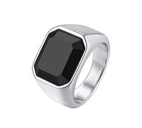 Richsteel Mens Stainless Steel Ring Black Onyx Sovereign Rings for Men
