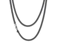 Richsteel Necklaces for Men Stainless Steel Flat Box Link Chain Punk Style Black Box Chains for Women 6mm Width 20in Length