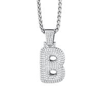 Richsteel Platinum Silver Initial B Letter Necklace for Brother Hip Hop Jewellery Mens Chain