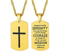 Richsteel Serenity Prayer Necklace for Men Boys Gold Dogtags Necklaces Christian Religious Jewellery