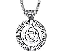 Richsteel Silver Norse Viking Runes Necklace Jewellery Stainless Steel Celtic Knot Pendant Necklaces For Men Women