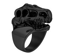 Richsteel Skull Ring Gothic Dinosaur Tyrannosaurus Head Stainless Steel Black Rings For Men Boys