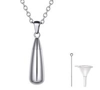 Richsteel Square Bar Pendant/Round Pipe Pendant/Water Droplets Shape Pendant Cremation Necklace, Birthstone Memory Jewellery, Customizable, Can Put Ashes, Silver/Black/Gold Plated Color