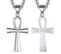 Richsteel Stainless Steel Ankh Necklace Mens Womens Egyptian Cross Pendant Necklaces Jewellery