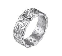 Richsteel Stainless Steel Ring Men Women Celtic Knot Band Silver Gold Black | Hyppoallergenic Irish Style Wedding Couple Promise Rings Size O-Z+3(With Gift Box)