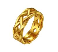 Richsteel Stainless Steel Ring Men Women Celtic Knot Band Silver Gold Black | Hyppoallergenic Irish Style Wedding Couple Promise Rings Size O-Z+3(With Gift Box)