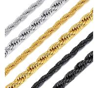 Richsteel Twist Rope Chain Necklace For Boys, 3MM Wide, 28Inch(71CM) Length, Gift For Girls, Black Plated Stainless Steel Trendy Chain Jewelry Twister Rope Necklace (Gift Packaging), RN20114H-3-28