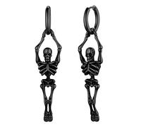 Richsteel Vintage Hoop Earrings With Dangling Charm Gothic Skull Halloween Black Earings For Men Women