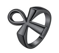 Richsteel Vintage Rings For Teens Ankh Black Ring Amulet Egyptian Ring For Women Men