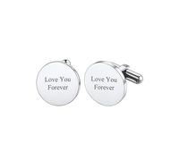 Richsteel Wedding Cufflinks for Men Husband Silver Personalised Cuff Links Mens