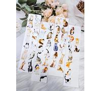 RICHTAPES SeaHorse Forest Vol3-A20 Meow,Original Design Flowers&Plants Washi Tape Stickers,for Scrapbook Supplies,Scrapbook Tape Stickers,Junk Journal Stickers,Masking Tape,Decorative Tape