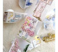 RICHTAPES Seahorse Forest Vol6 A38 Corner,Pre-Cut Kawaii Cat and Scenery Matte PET Washi Tape Stickers,Original Vintage Design,for Scrapbook Supplies,Scrapbook Tape Stickers,Junk Journal Supplies