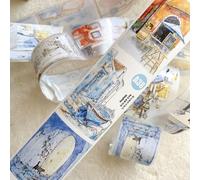 RICHTAPES Seahorse Forest Vol6 A38 Corner,Pre-Cut Kawaii Cat and Scenery Washi Tape Stickers,Original Vintage Design,for Scrapbook Supplies,Scrapbook Tape Stickers,Junk Journal Supplies