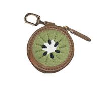 RICHTRUE Cute Strawberry Leather Bag Charm Y2k Keychain with Zipper Preppy Purse Charm Cutecore Accessories Aesthetic Stuff, Khaki Kiwifruit, S