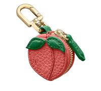 RICHTRUE Cute Strawberry Leather Bag Charm Y2k Keychain with Zipper Preppy Purse Charm Cutecore Accessories Aesthetic Stuff, Pink Peach, S