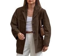 RICHTRUE Old Money Aesthetic Winter Suede Jacket Y2k Outerwear Brown Faux Leather Jacket Women Fall Fashion 2025 Trendy, Brown, Small