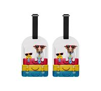 Richugui 1 Pack Pretty Luggage Tag for Suitcase,Sunglasses Puppy Little Yellow Duck Luggage Tag,Leather Label Tag for Women Men Girls Travel Bag Suitcase,1pc