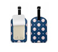 Richugui Baseball Stars Blue Background Luggage Tags, Faux Leather Suitcase Tags with Address Label,Travel Accessories with Address Tag,Luggage Tag,ID Tag,1 Pc