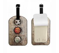 Richugui Basketball Football Baseball Leather Luggage Tags,Privacy Cover for Suitcases,Suitcase Tag Identifiers, Luggage Labels Tags with Adjustable Strap,Travel,Pack of 1