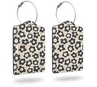 Richugui Black Petals Pattern Luggage Tags, Faux Leather Suitcase Tags with Address Label, Luggage Tag, ID Tag, Travel Accessories with Address Tag, Name Plate for Travel Bag, Suitcase