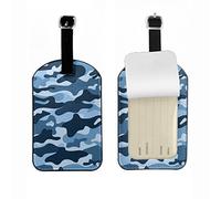Richugui Blue Gradient Stripes Leather Luggage Tags,Privacy Cover for Suitcases,Suitcase Tag Identifiers, Luggage Labels Tags with Adjustable Strap,Travel,Pack of 1