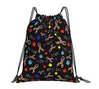 Richugui Colorful Puzzle Drawstring Backpack Autism Awareness Love Drawstring Bags Sports Gym String Bag For Women Men Backpacks Training Yoga Bags