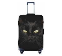 Richugui Cool Black Cat with Green Eyes Luggage Cover Elastic Washable Stretch Suitcase Travel Suitcase Protector Anti-Scratch Cover for Kid and Adult (L)