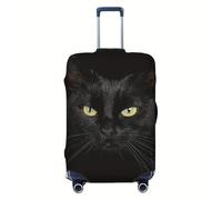 Richugui Cool Black Cat with Green Eyes Luggage Cover Elastic Washable Stretch Suitcase Travel Suitcase Protector Anti-Scratch Cover for Kid and Adult,S (18-21 inch Suitcase)