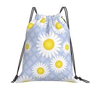 Richugui Daisy Drawstring Backpack Floral Yellow Drawstring BagsSports Gym String Bag For Women Men Backpacks Training Yoga Bags