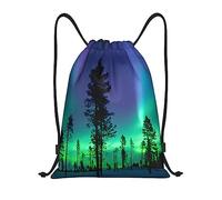 Richugui Drawstring Backpack Finland Aurora Borealis Sport Gym Bag For Womens Mens Lapland Lightweight Graphic Day Trips Backpack Bag