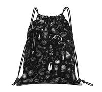 Richugui Drawstring Bag Retro Cool Black Drawstring Backpack Sports Gym Sack Sackpack String Bag Cinch Bag For Sport Yoga Travel Shopping Womens Mens