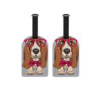 Richugui Fashionable Puppy Luggage Tags with Butterfly Print,Beautiful Violet Suitcase Tags with Privacy Cover Id Card,1 Pack Identifiers Tags with Name ID Labels for Women Girls Travel, 1pc