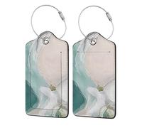 Richugui Green Alien Blue tars ackground 2 Pack PU Leather Luggage Tags for Suitcase,for Women Men Luggage Handbag School Bag Backpack Travel Name ID Label Cruise Luggage Tag with Privacy Flap